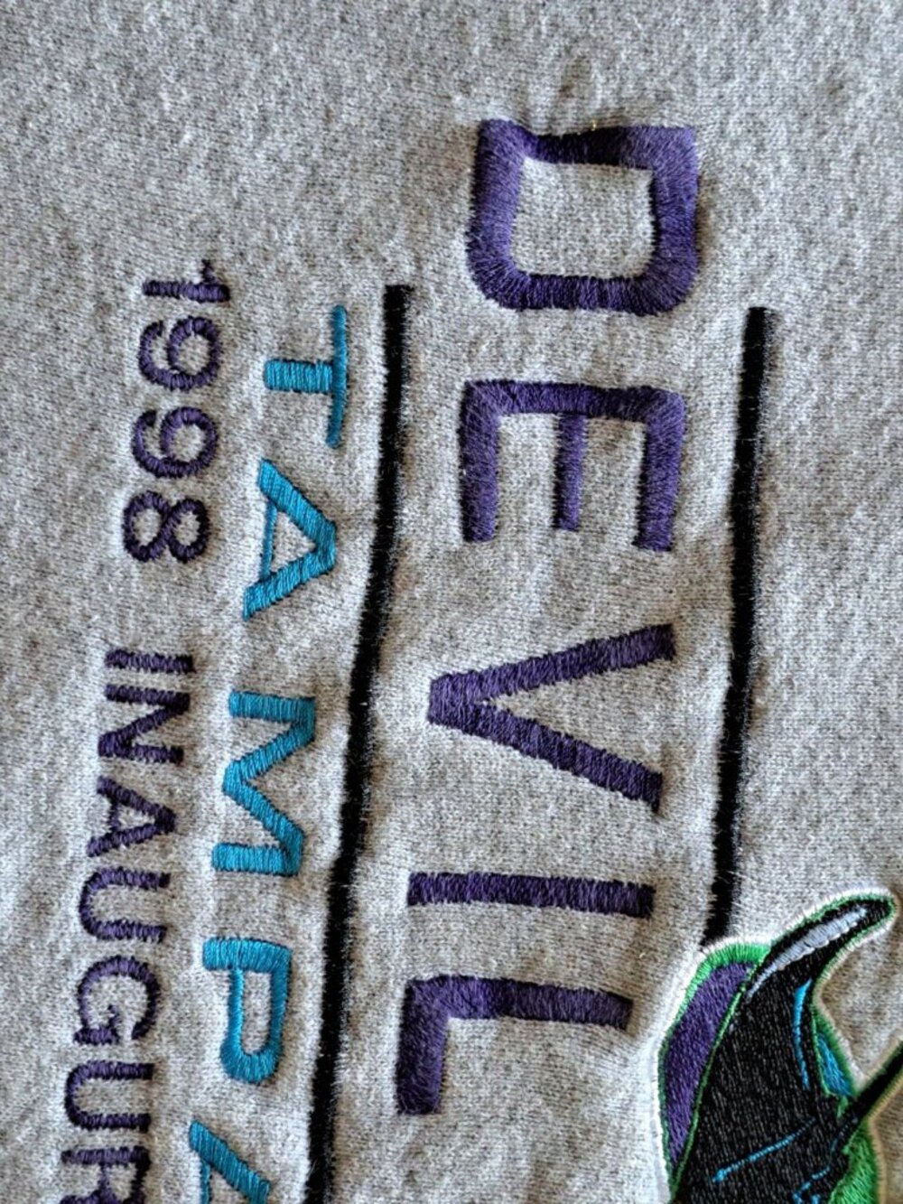 Vtg Tampa Bay Devil Rays 1998 Inaugural Season Gray Sweatshirt Embroidered S - Picture 4 of 11